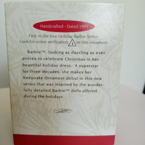 Hallmark HOLIDAY BARBIE Ornament vintage 1993 QX5725 Collector's Series In Box - Picture 8 of 9